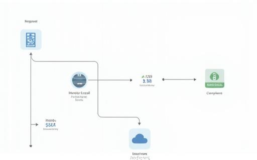 Diagram showing data flowing between different system icons.